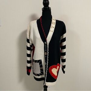 Berek2 Sweater Women’s Size Medium button up knit Cardigan Stripe sleeves